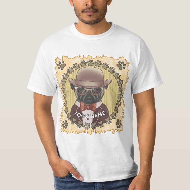 Pug Wearing Glasses T-Shirt (Front)