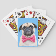 Pug Wearing Pink Bow