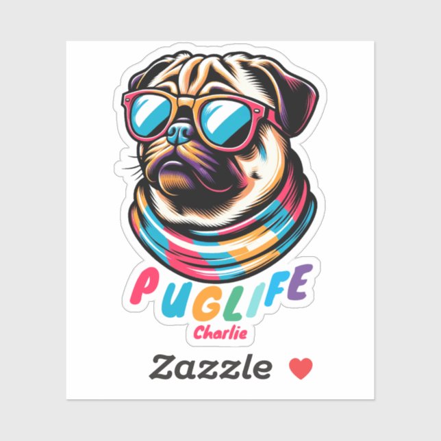 Pug Wearing Sunglass Colourful Animal Lover Gift (Sheet)