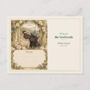 Pug Wedding Guest Book Wishes Postcard