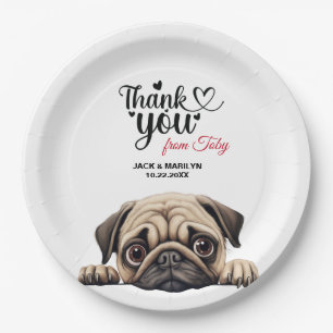 Pug Wedding Thank You Paper Plate