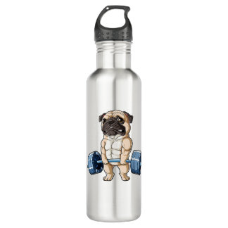 Pug Weightlifting Funny Deadlift Men Fitness Gym 710 Ml Water Bottle