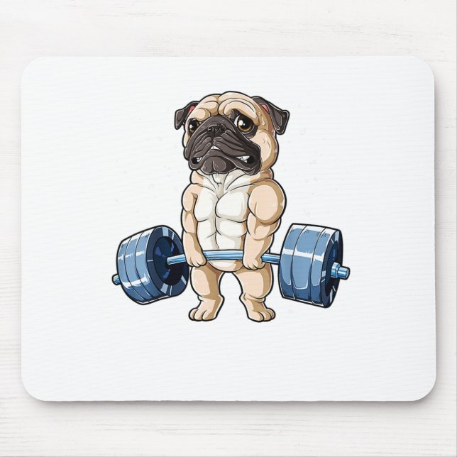 Pug Weightlifting Funny Deadlift Men Fitness Gym Mouse Mat (Front)