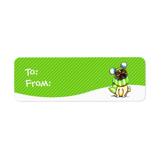 Pug Winter Scarf Christmas Gift Tags To/From Return Address Label
