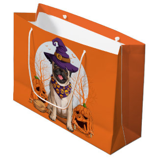 Pug Witch Halloween Large Gift Bag