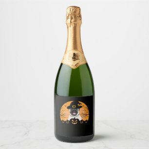Pug Witch Hat Jack-o-Lantern Dogs Halloween T-Shir Sparkling Wine Label