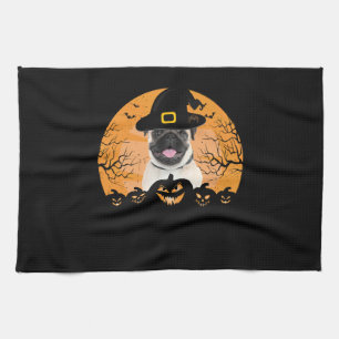 Pug Witch Hat Jack-o-Lantern Dogs Halloween T-Shir Tea Towel