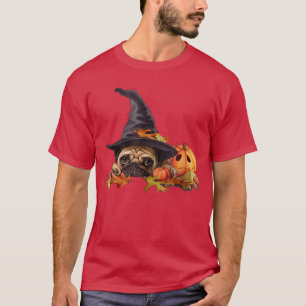 Pug Witch Pumpkin Halloween Lover Pugkin Dog WItch T-Shirt
