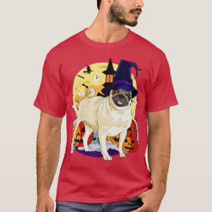 Pug Witch Pumpkin Happy Halloween T-Shirt