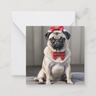 Pug with a bow card