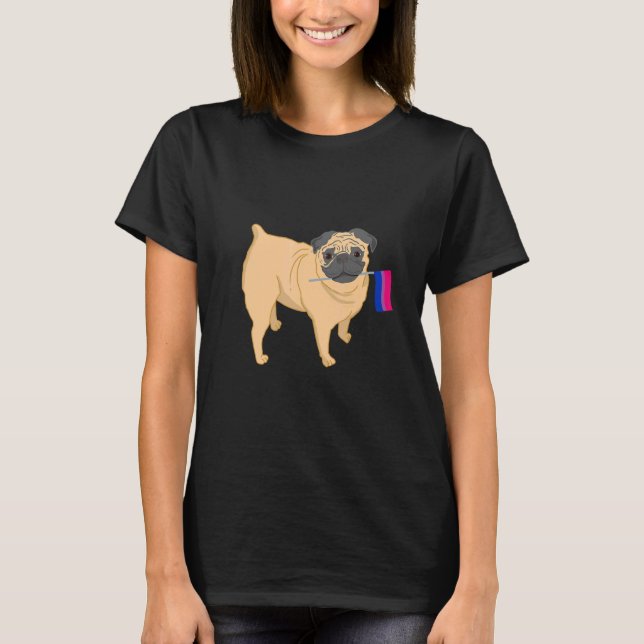 Pug With Bisexual Pride Flag T-Shirt (Front)