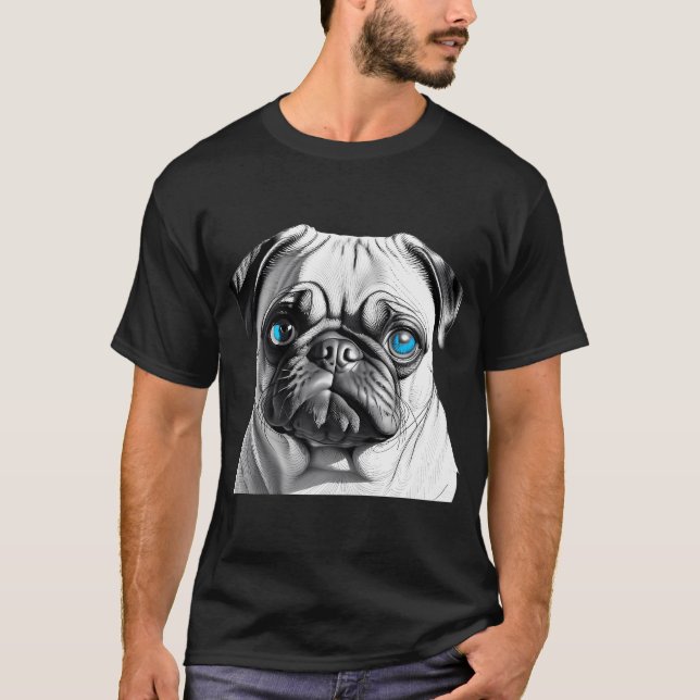 Pug With Blue Eyes T-Shirt (Front)