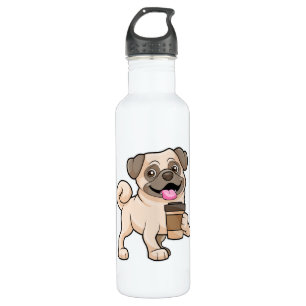 Pug with Coffee to go 710 Ml Water Bottle
