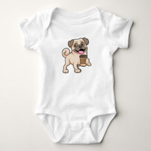 Pug with Coffee to go Baby Bodysuit