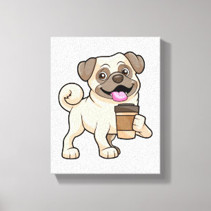 Pug with Coffee to go Canvas Print