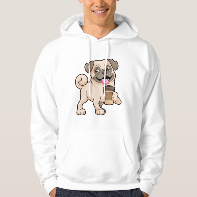 Pug with Coffee to go Hoodie (Front)