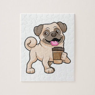 Pug with Coffee to go Jigsaw Puzzle