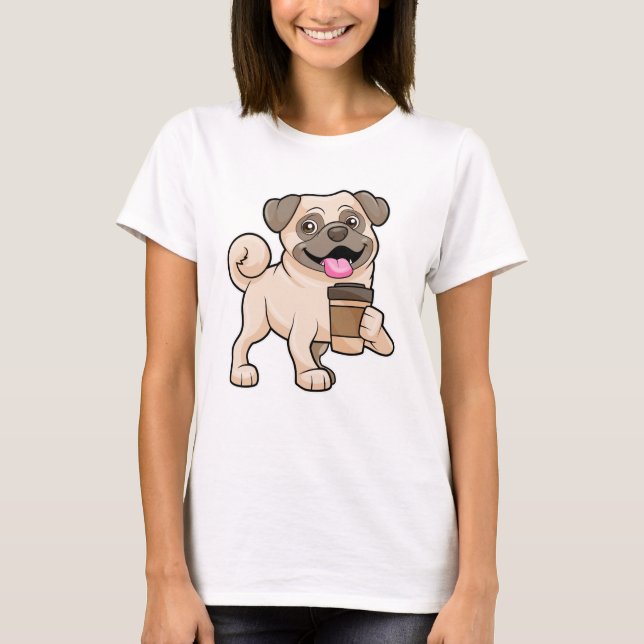 Pug with Coffee to go T-Shirt (Front)