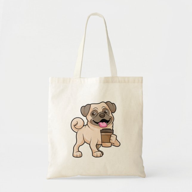 Pug with Coffee to go Tote Bag (Front)