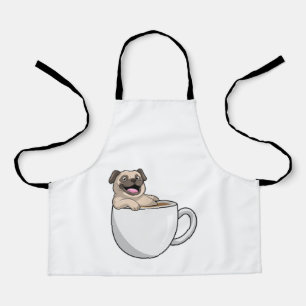 Pug with Cup of Coffee Apron