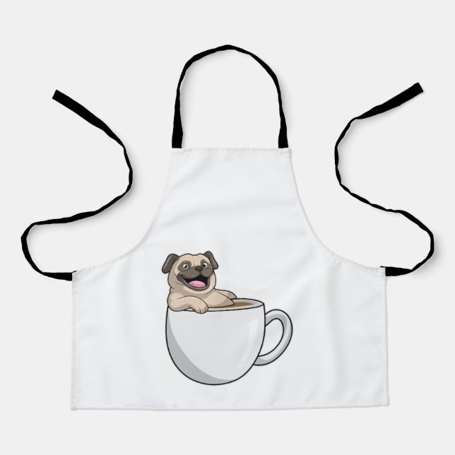 Pug with Cup of Coffee Apron (Front)