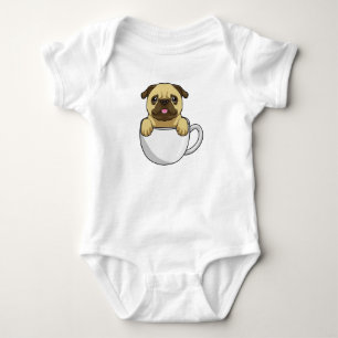 Pug with Cup of Coffee Baby Bodysuit