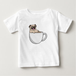 Pug with Cup of Coffee Baby T-Shirt