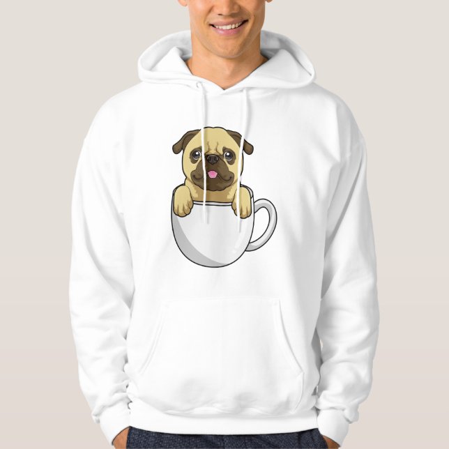 Pug with Cup of Coffee Hoodie (Front)