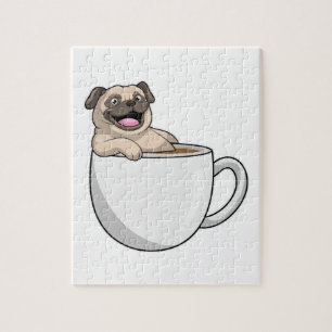 Pug with Cup of Coffee Jigsaw Puzzle