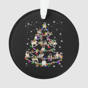 pug with friends happy christmas season ornament