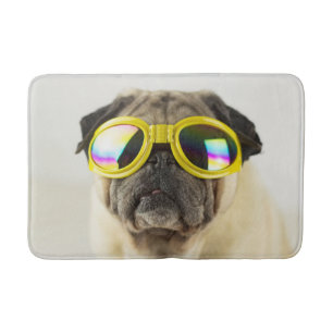 Pug with Goggles Bath Mat