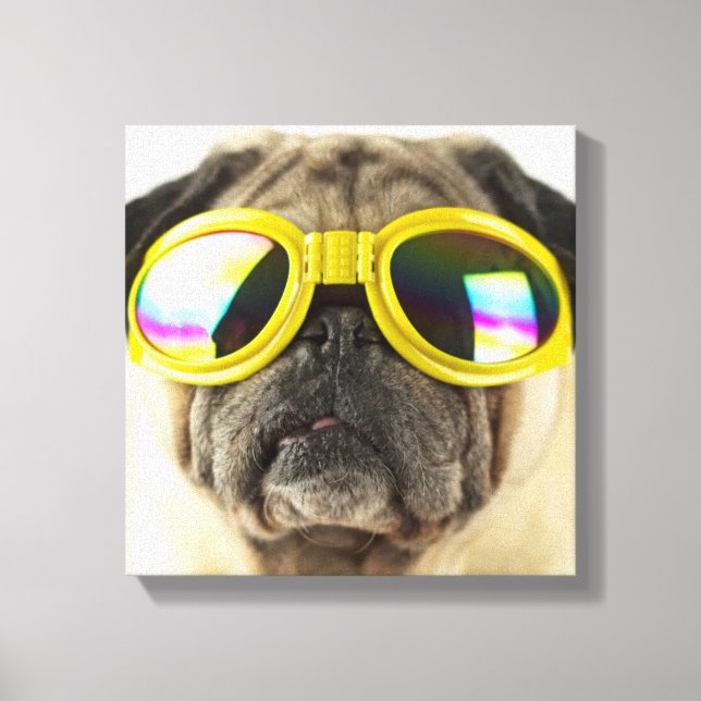 Pug with Goggles Canvas Print (Front)