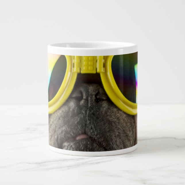 Pug with Goggles Large Coffee Mug (Front)