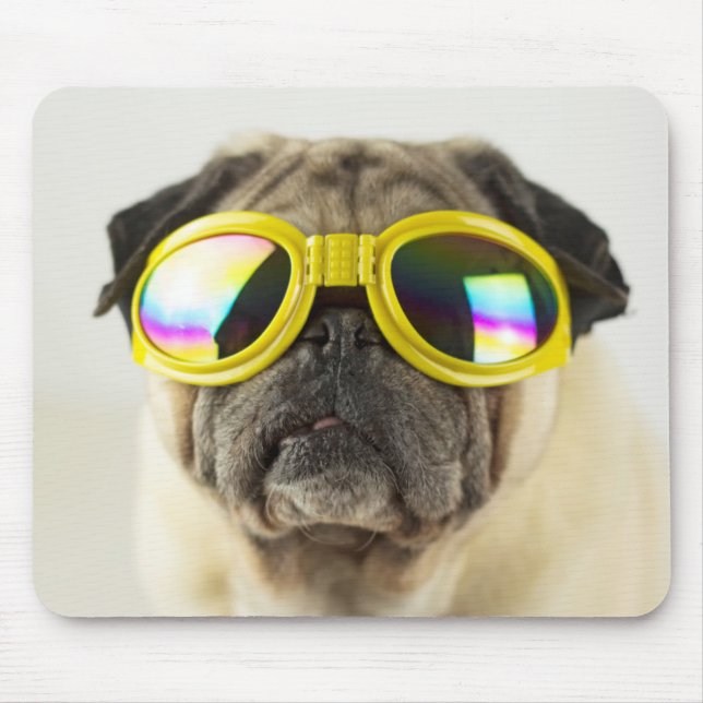 Pug with Goggles Mouse Mat (Front)
