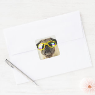 Pug with Goggles Square Sticker