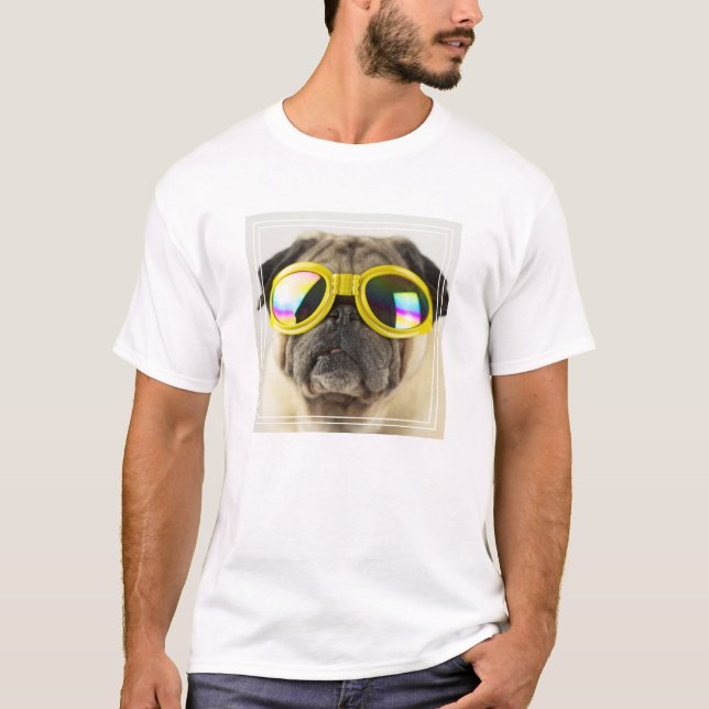 Pug with Goggles T-Shirt (Front)