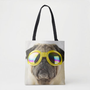 Pug with Goggles Tote Bag