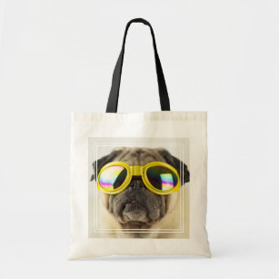 Pug with Goggles Tote Bag