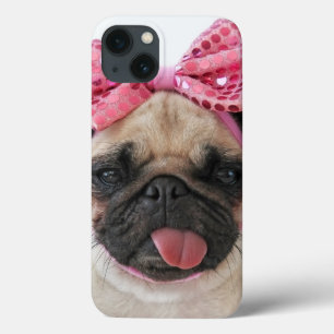 Pug with Pink Bow iPhone 13 Case