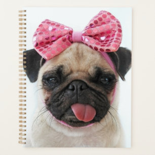 Pug with Pink Bow Planner