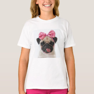 Pug with Pink Bow T-Shirt