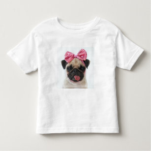 Pug with Pink Bow Toddler T-Shirt
