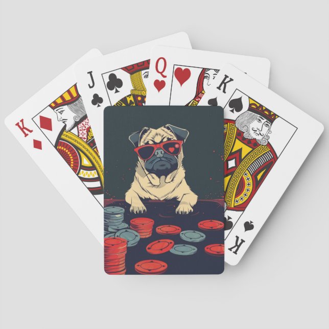 Pug with Poker Chips Playing Cards (Back)