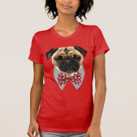 Pug with Red and White Spotty Bow Tie