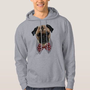 Pug with Red Spotted Bow Tie Hoodie