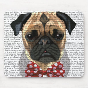 Pug with Red Spotted Bow Tie Mouse Mat
