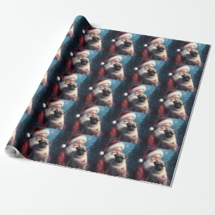 Pug With Santa Claus Festive Christmas Wrapping Paper
