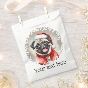 Pug With Santa Claus Outfit - Christmas 1 Favour Bags