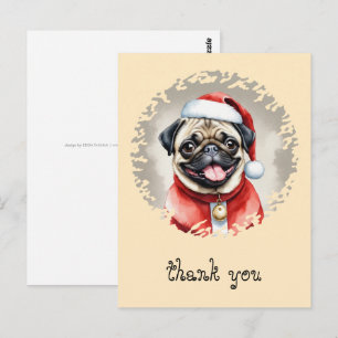Pug With Santa Claus Outfit - Christmas 1 Postcard