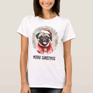 Pug With Santa Claus Outfit - Christmas 1 T-Shirt